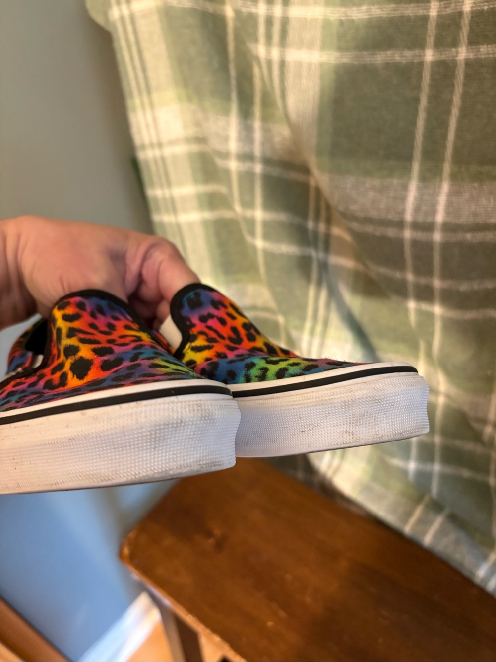Vans Rainbow Leopard Slip-On Sneakers in Multicolor and Black - Picture 7 of 7